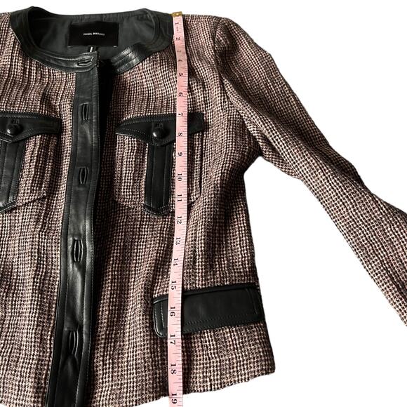 Isabel Marant Tweed Kacie Leather Trim Jacket Blazer Size 6 US - Picture 9 of 11